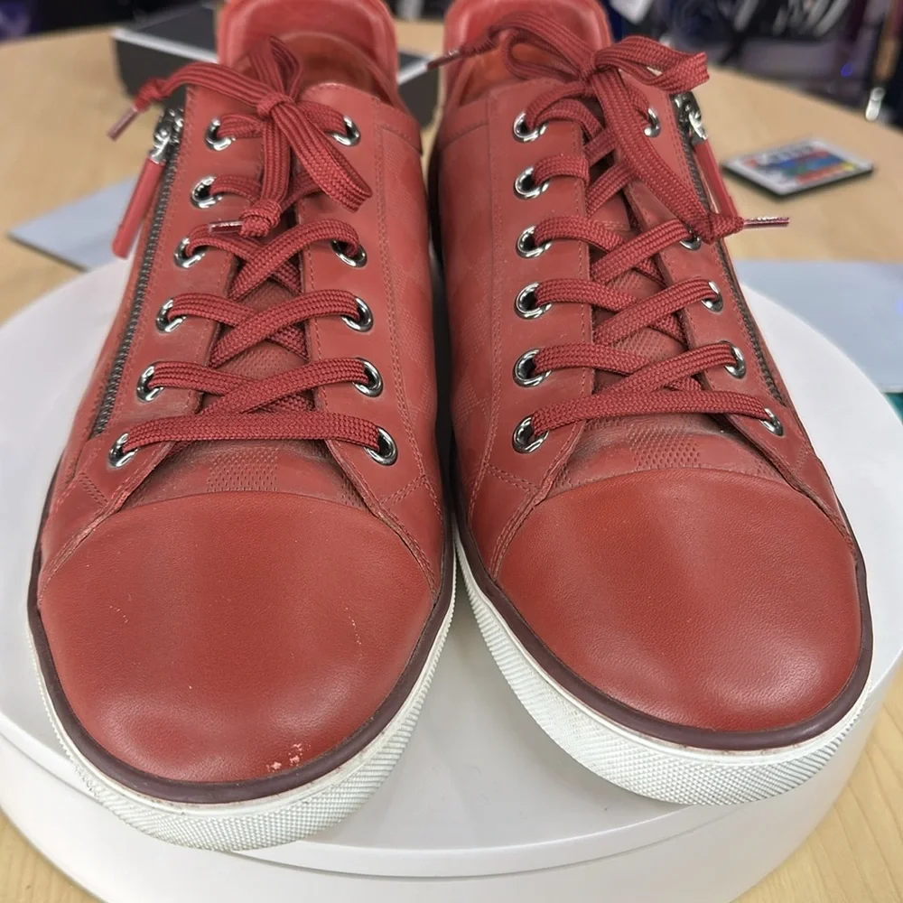 💥Louis Vuitton - Challenge Zip Up Damier Sneakers Red Leather - 10LV - DK532 - Picture 6 of 17